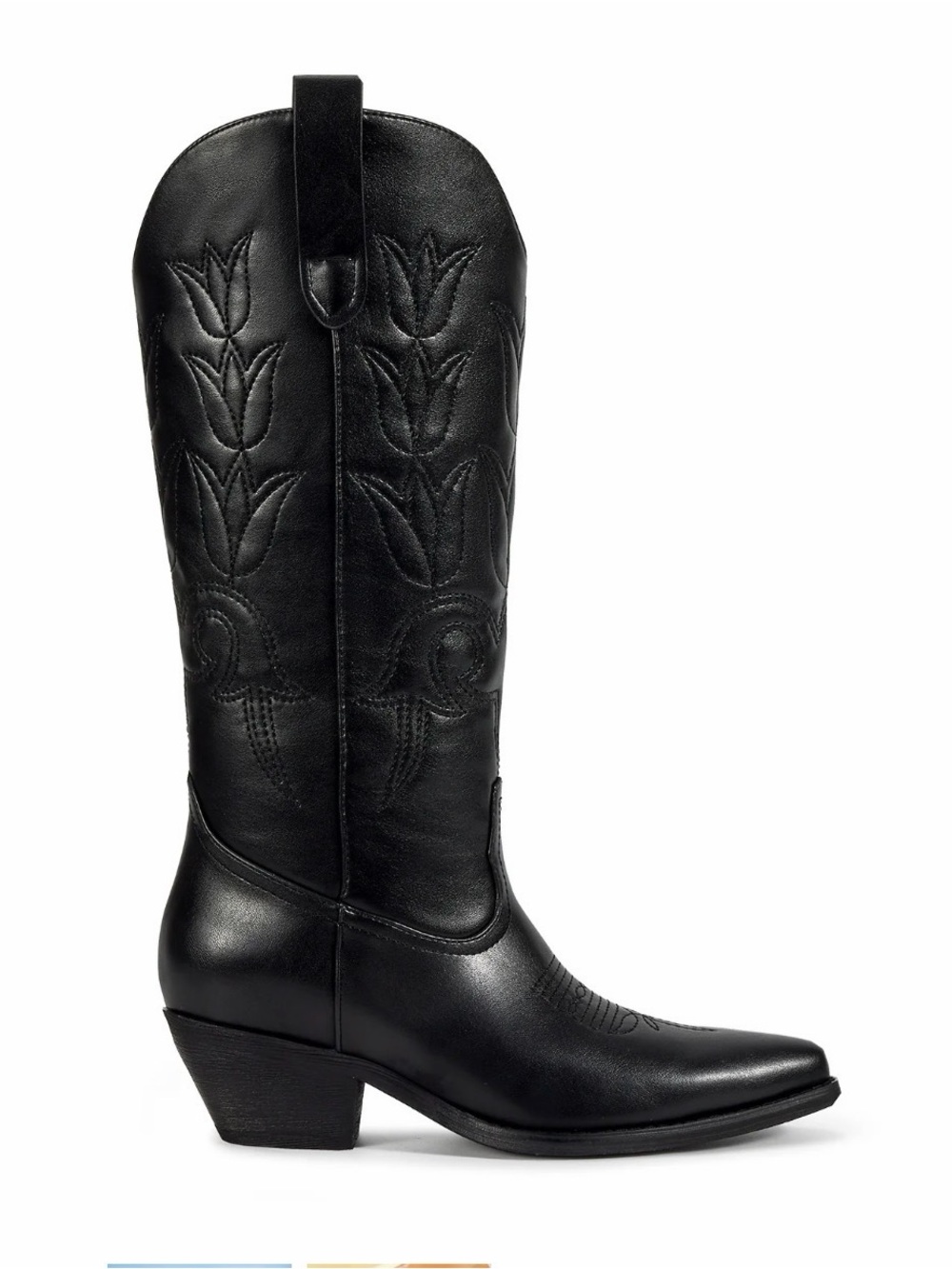 Women's Black Embroidered Western Knee-High Boot